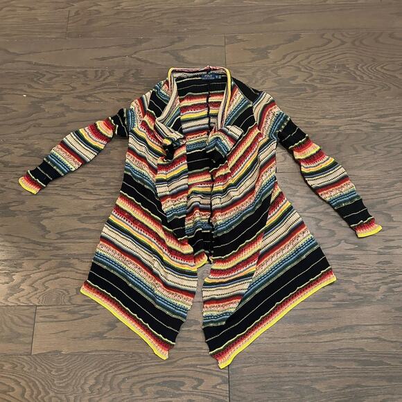 Polo by Ralph Lauren Sweaters - Polo Ralph Lauren Serape Cardigan Striped Linen Blend Draped Cardigan Size XS